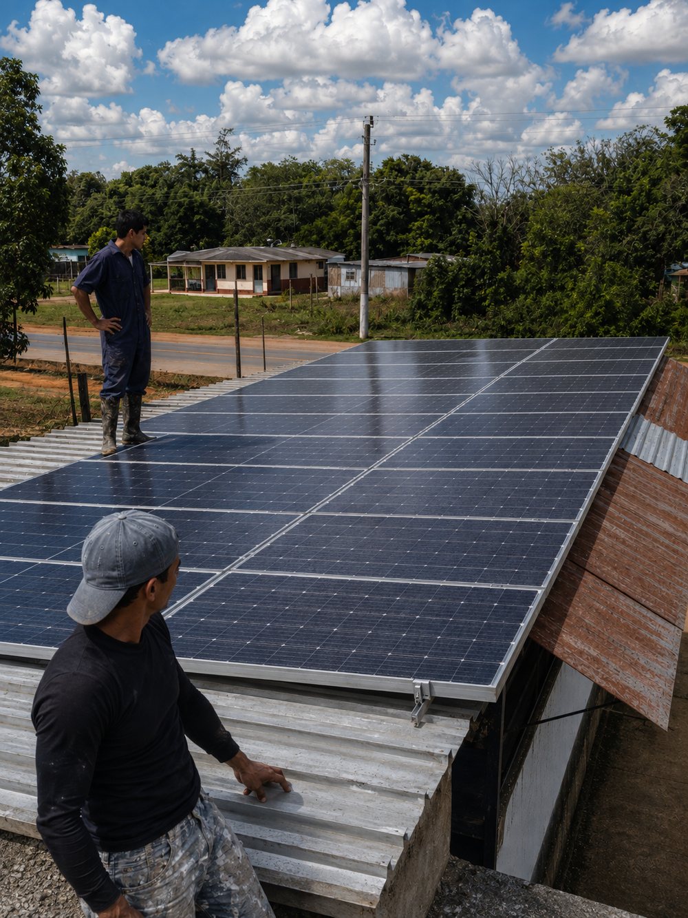 Paneles solares en una iglesia